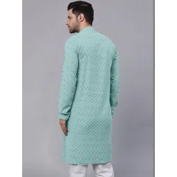 ALMORA Men Regular Sequinned Kurta with Pyjamas image 4