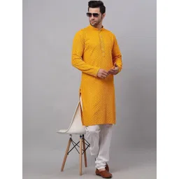 ALMORA Men Regular Sequinned Kurta with Pyjamas image 2