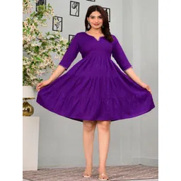 Aloan Beauty Purple Solid Fit & Flare Knee Length Dress-picture-19