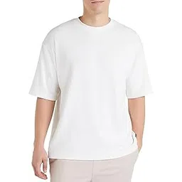 alone eagle Oversized Baggy Fit Drop Shoulder Half Sleeves Round Neck Solid Pure 100% Cotton T-Shirt for Men (Available in White, Black,Navy Color)-picture-27