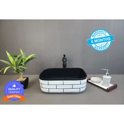 alpha Table Top Premium Designer Ceramic Wash Basin with waste pipe & Coupling (16*12*5)(Int) Table Top Basin-picture-29
