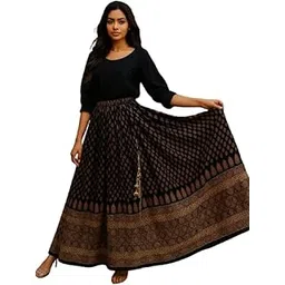 Alphanic Woman's/Girl's Rajasthani Jaipuri Traditional Ethnic Printed Full Length Skirt Black-picture-53