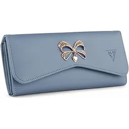 alsu Women's Hand Wallet Purse Clutch | Phone Pocket| 4 Card Slots| Coin Pockets| Smooth Material (Light Blue)-picture-48