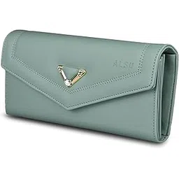 alsu Women's Light Green Wallet Hand Purse Clutch Vegan Leather | Phone Pocket | 4 Card Pocket (gdu-033blugrn)-picture-21