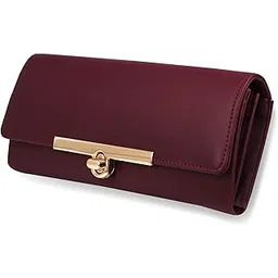 alsu Women's Maroon Hand Clutch Wallet Purse Trendy Lock Closure |Phone Holder|4 Cards Pocket (ldu-012mar)-picture-26
