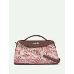 alt by zouk ZOUK Saisha Nicobar Coral Abstract Textured Structured Jute Sling Bag-picture-19