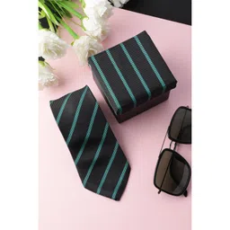 Alvaro Castagnino Men Black & Blue Striped Skinny Tie-picture-19