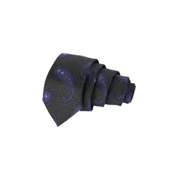 Alvaro Castagnino Men Black & Blue Woven Design Skinny Tie-picture-26