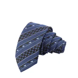 Alvaro Castagnino Men Blue & Black Woven Design Skinny Tie-picture-24