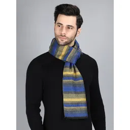 Alvaro Castagnino Men Blue & Yellow Striped Merino Wool Muffler-picture-25