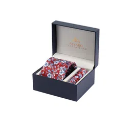 Alvaro Castagnino Men Maroon & Blue Floral Printed Microfiber Accessory Gift Set-picture-14