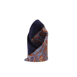 Alvaro Castagnino Men Navy & Orange Paisley Print Pocket Square-picture-31