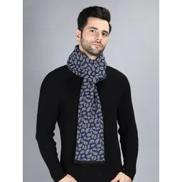 Alvaro Castagnino Men Navy Blue & White Paisley Printed Merino Wool Muffler-picture-16