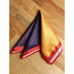 Alvaro Castagnino Men Navy Blue & Yellow Printed Pocket Squares-picture-35