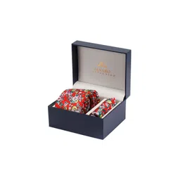 Alvaro Castagnino Men Red & Green Floral Printed Microfiber Accessory Gift Set-picture-15