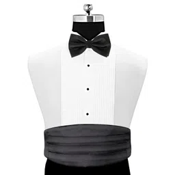 Alvaro Castagnino Men Set Of 3 Black Pocket Square & Bow & Cummerbund-picture-19