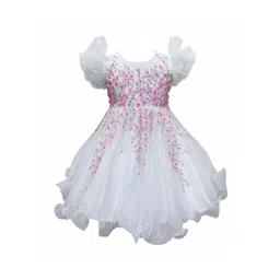 Alyaansh Couture Girls Chiffon Flutter Sleeves Fit & Flare Dress-picture-51