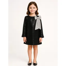 Alyaansh Couture Girls Embellished Bow Georgette A-Line Dress-picture-16