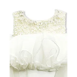 Alyaansh Couture Girls Embellished Self Design Ruffled Fit and Flare Dress image 3