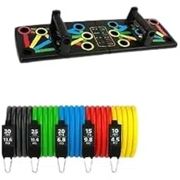 ALYV 14-in-1 Push-Up Board with Color-Coded System & 5-Level Resistance Bands Combo | Ultimate Full Body Home Workout Kit for Strength & Fitness Training-picture-28