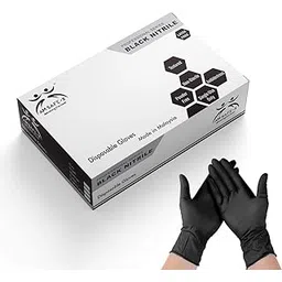 AM Safe x Nitrile Powder-Free Gloves (Black, Small) - 50 Pieces Pack Of 1-picture-10