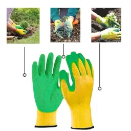 AM SAFE-X Standard Size Latex Coated Green And Yellow Gardening Hand Gloves image 4