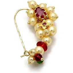 amaal Traditional Maharashtrian Nath Jewellery Sets Pearl Gold Wedding Nath Nose Rings for Girls Stylish Women Nose Ring-A7112-picture-31