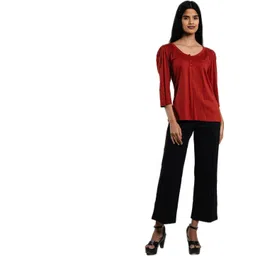 AMADORE Women Synthetic Crepe Solid Tops-image-0