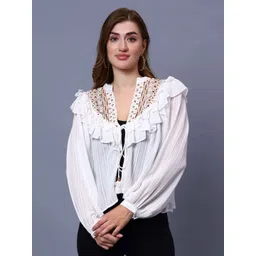 Amagyaa Self Design Embroidered Cotton Tie-Up Shrug-picture-10