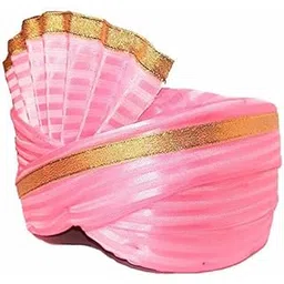 aman royal dulha collection Wedding Bazaar Unisex Cotton Traditional Turban with Golden Lace (Pink, Free Size) Pack of 10 Pcs-picture-32