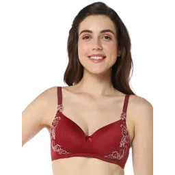 Amante Berry Red Lace Work T-Shirt Bra-picture-47