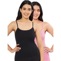 Amante Black & Pink Cotton Camisoles - Pack Of 2-picture-19