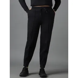 Amante Black Cotton Mid Rise Sports Joggers-picture-27