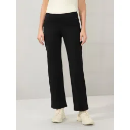 Amante Black Flared Fit Solid Track Pants image 1