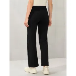 Amante Black Flared Fit Solid Track Pants image 2