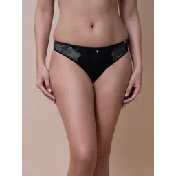 Amante Black Polyamide Solid Thong Panty-picture-20