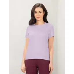 Amante Lavender Regular Fit Solid T-Shirt-picture-39