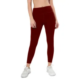 Amante Maroon High Rise Leggings-picture-11