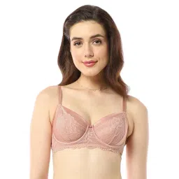 Amante Pink Lace Work Balconette Bra-picture-31