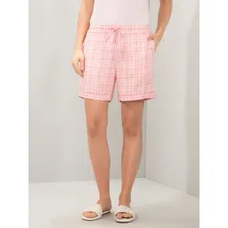 Amante Pink Relaxed Fit Checked Shorts-picture-42