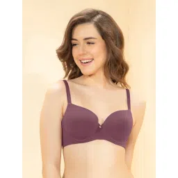 Amante Purple Regular Fit Solid T-Shirt Bra-picture-31