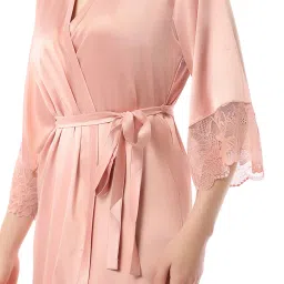 Amante Solid Full Sleeves Full Length Eternal Bliss Satin Robe image 4