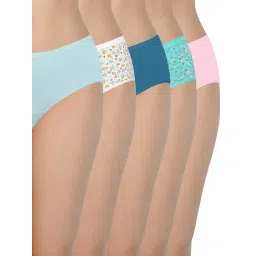 Amante White & Blue Cotton Printed Hipster Panties - Pack Of 5-picture-27