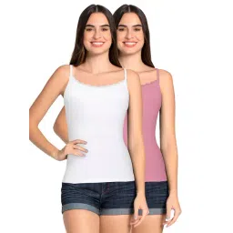Amante White & Pink Cotton Camisoles - Pack Of 2-picture-23