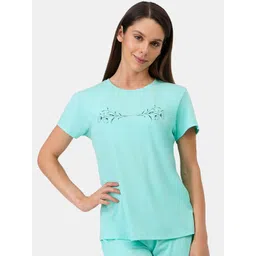 Amante Women Blue Printed Lounge T-shirt-picture-25