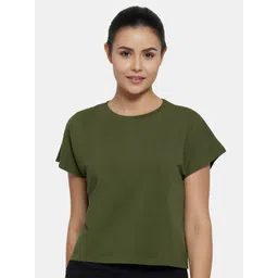 Amante Women Olive Green Extended Sleeves T-shirt-picture-13