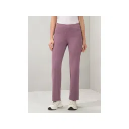 Amante Women Purple High Rise Full Length Flared Solid Trackpant-picture-37
