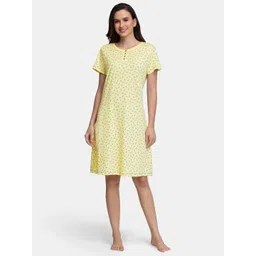Amante Women Yellow Printed Cozy Comfies Nightdress-picture-44