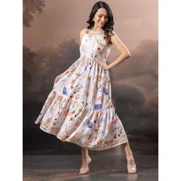 Amarasha Floral Print Crepe A-Line Midi Dress-picture-16