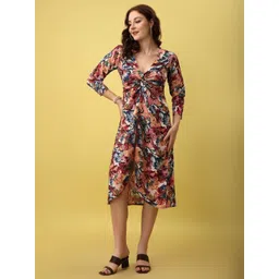 Amarasha Floral Print Crepe Bodycon Midi Dress-picture-32